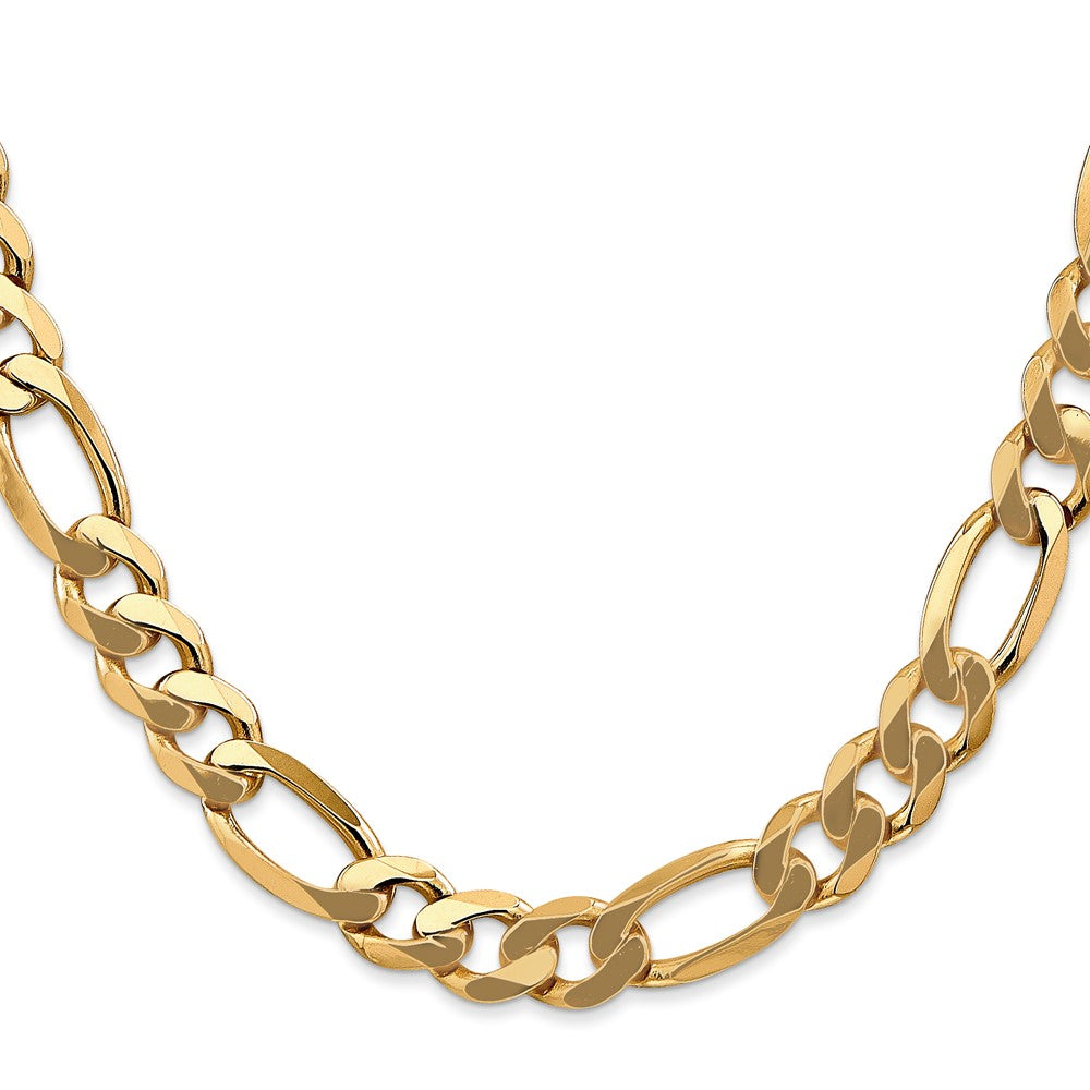 14K 24 inch 8.75mm Flat Figaro with Lobster Clasp Chain