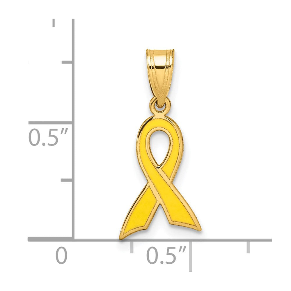 14k Small Yellow Enameled Awareness Ribbon Charm