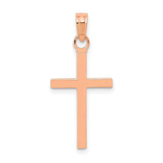 14k Rose Gold Polished Cross Pendant