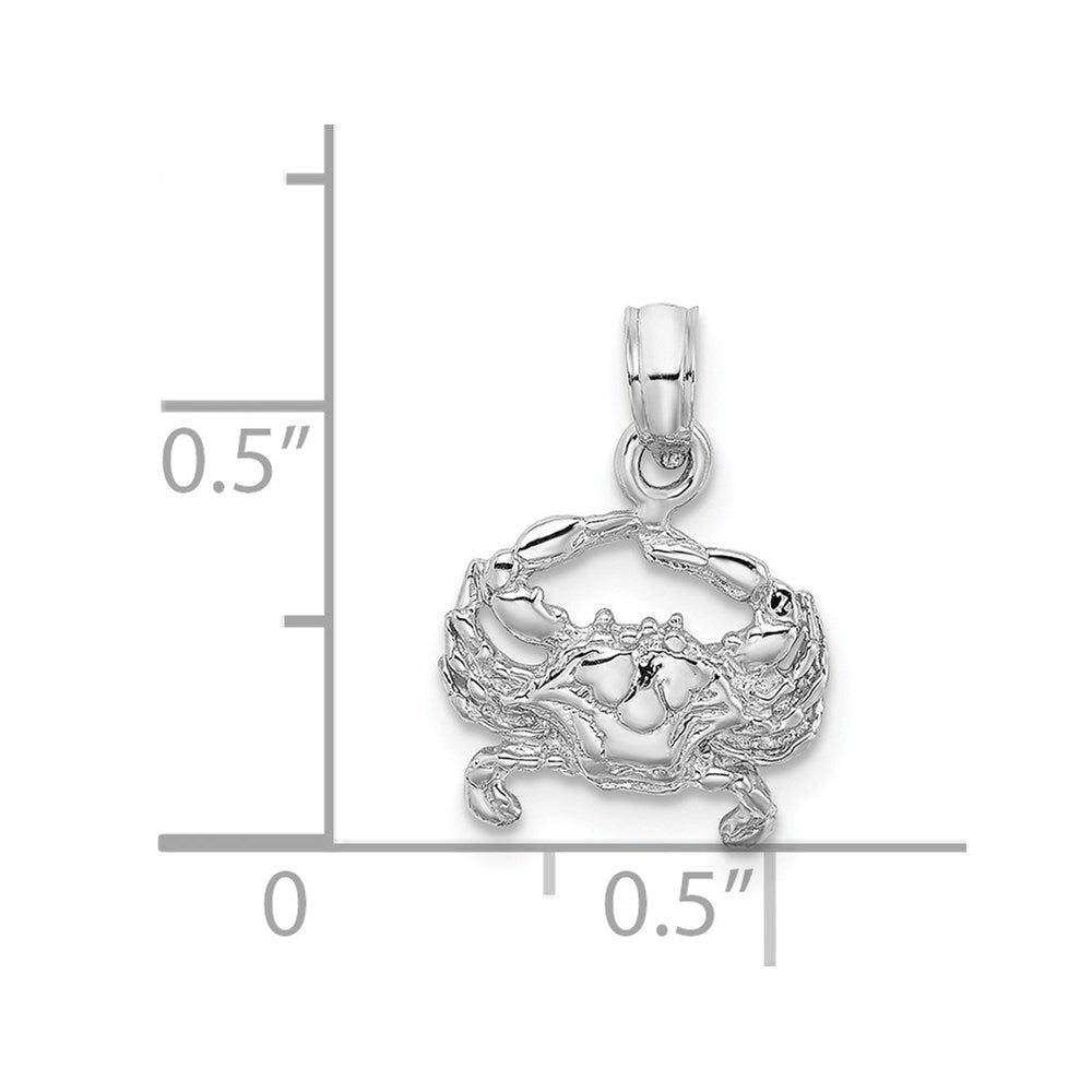 14K White Gold Blue Crab Charm