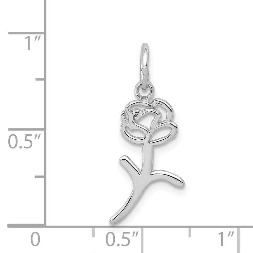 14k White Gold Rose Charm