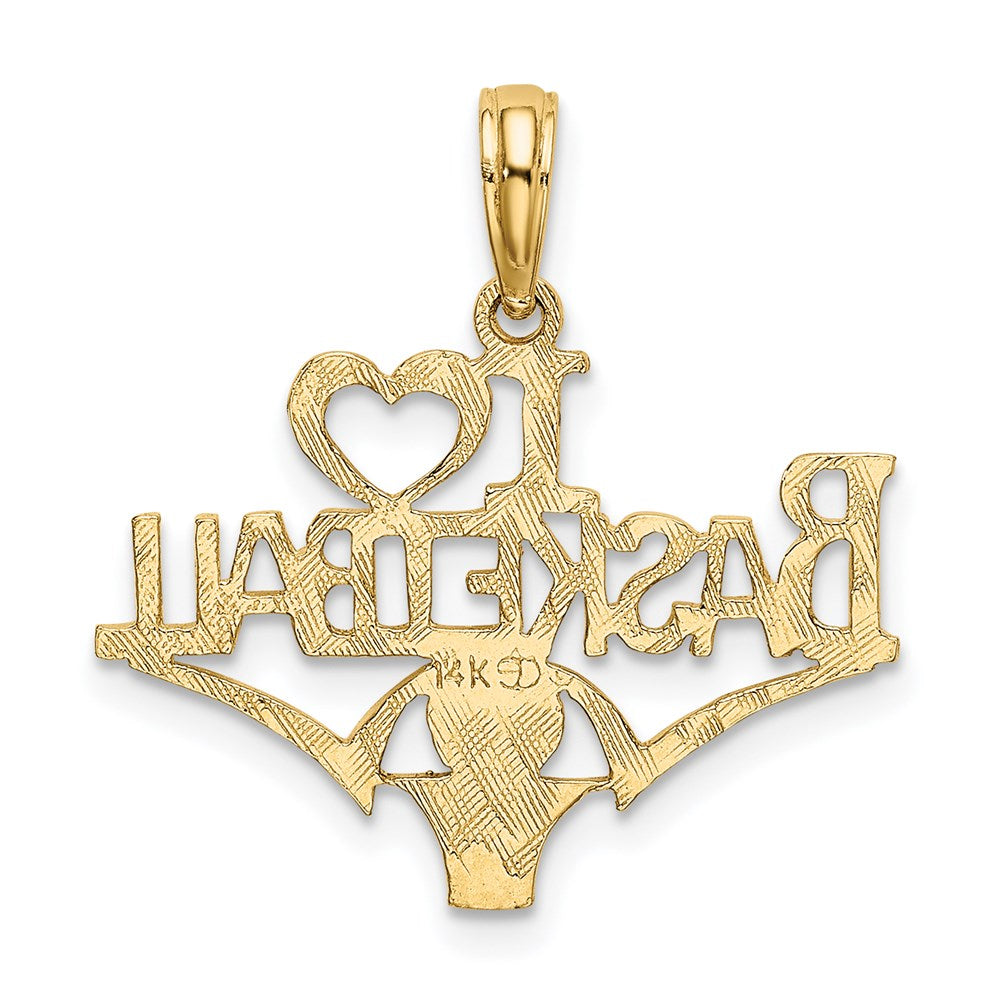 14K I HEART BASKETBALL w/Ball and Net Charm