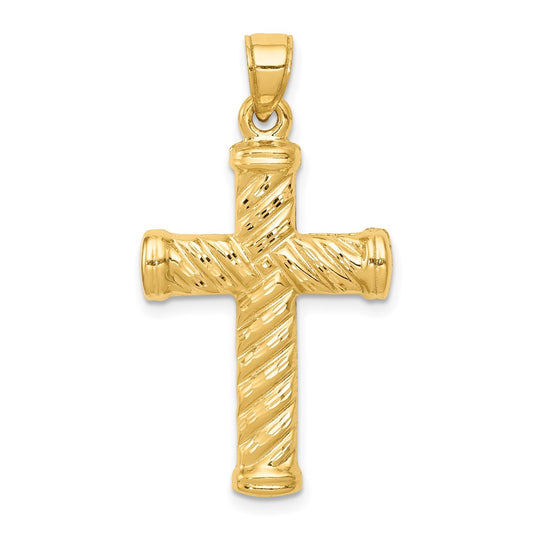 14k Reversible Diamond-cut Cross Pendant