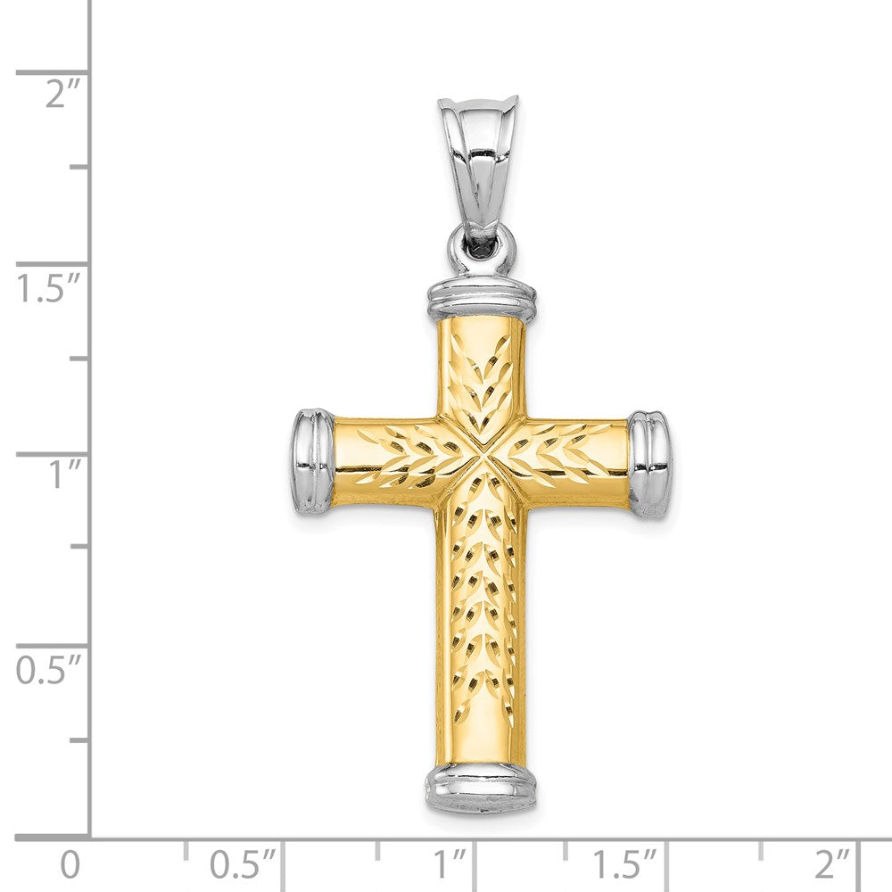 14K Two-Tone and Rhodium Reversible Cross