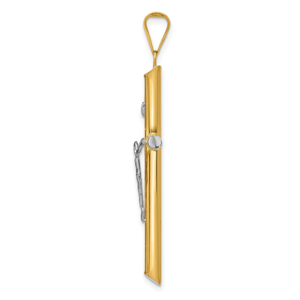 14K Two-Tone w/Rhodium Inri Crucifix Pendant