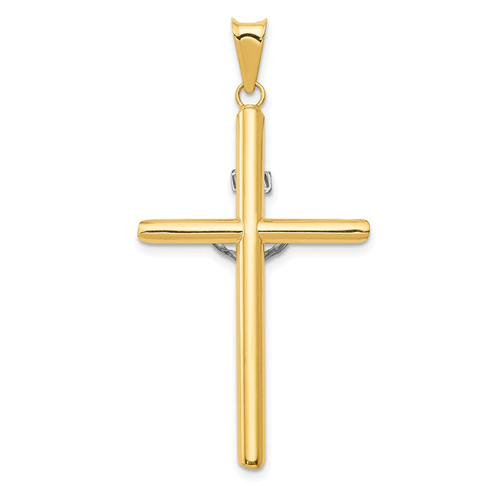 14K Two-Tone w/Rhodium Inri Crucifix Pendant