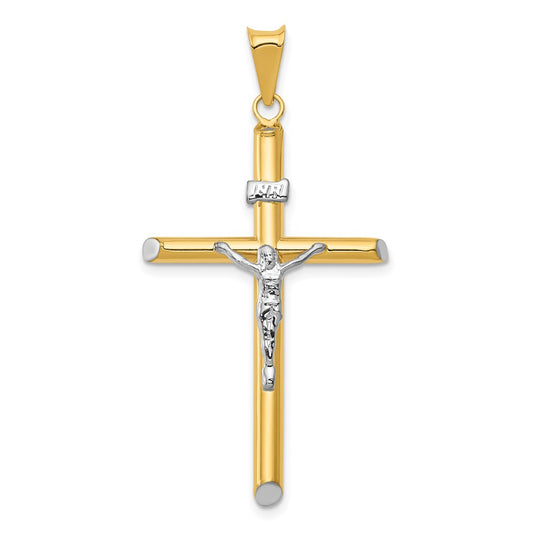 14K Two-Tone w/Rhodium Inri Crucifix Pendant
