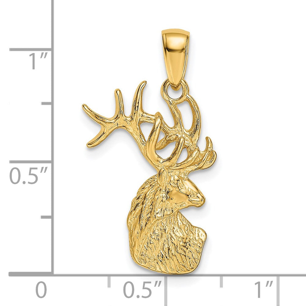 14k Polished Deer Head Charm