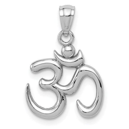 14k White Gold Polished Om Symbol Pendant