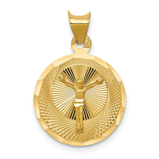 14K Polished D/C Corpus Circle Pendant