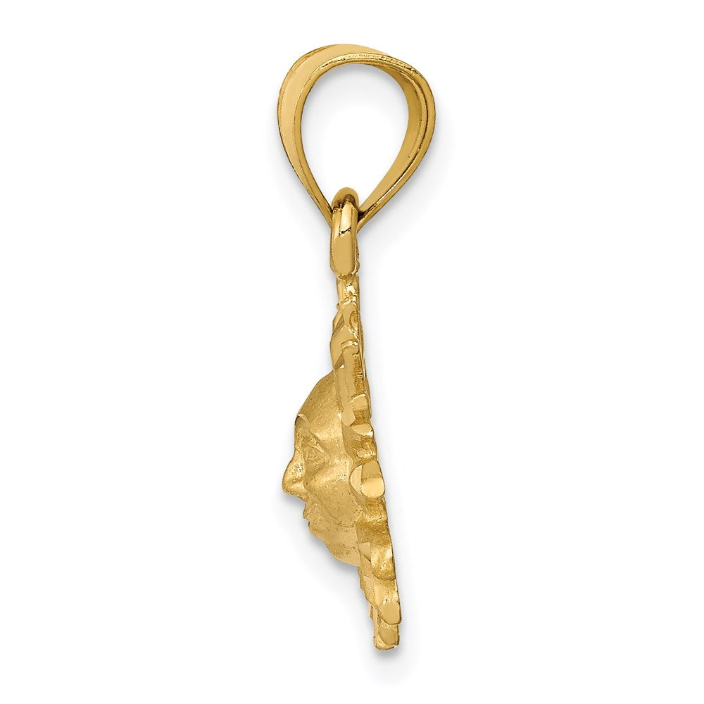 14k Satin Diamond-cut Sun Pendant