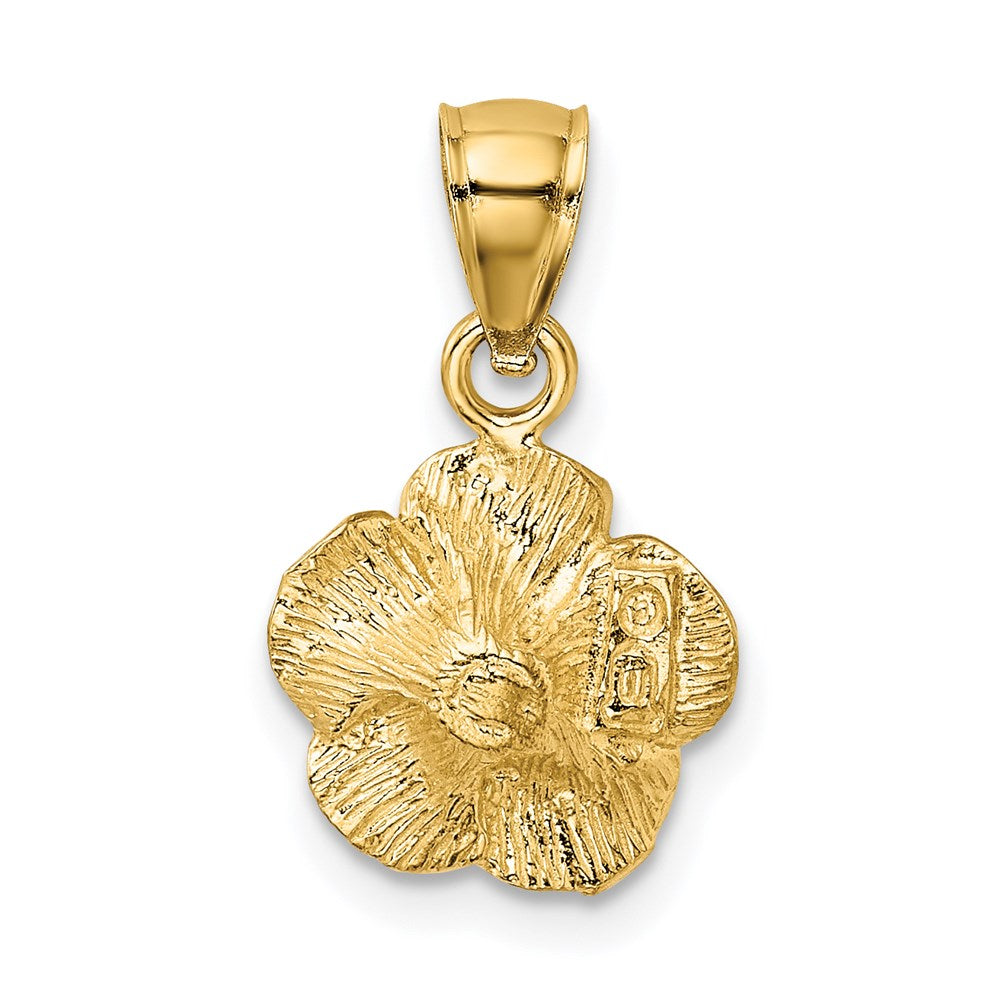 14k Satin Diamond-cut Hibiscus Pendant