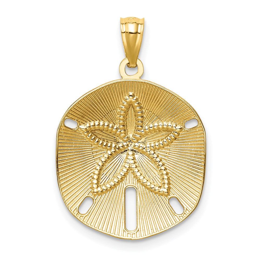 14k Satin Diamond-cut Sand Dollar Pendant