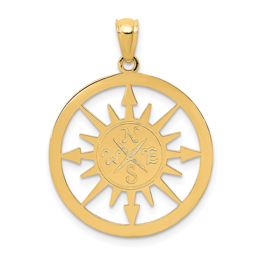 14K Satin / Polished Lost Without You Compass Pendant