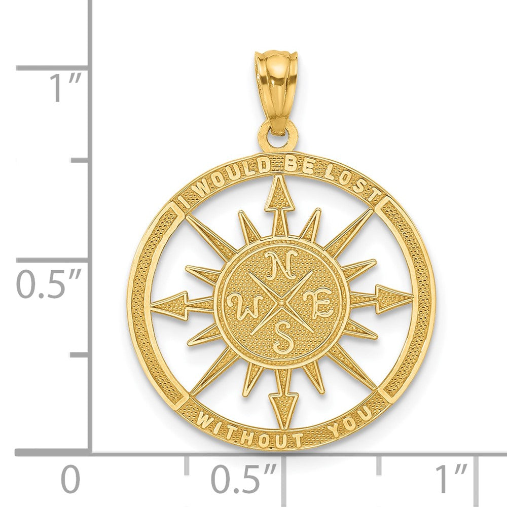 14K Satin / Polished Lost Without You Compass Pendant