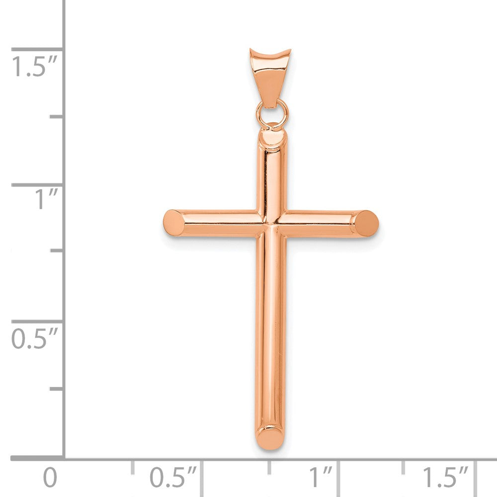 14k Rose Gold Polished Tube Cross Pendant