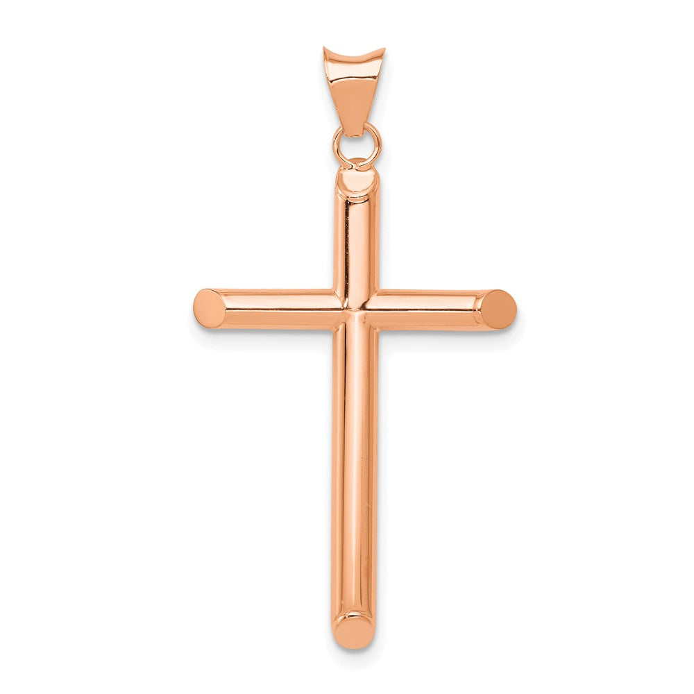 14k Rose Gold Polished Tube Cross Pendant