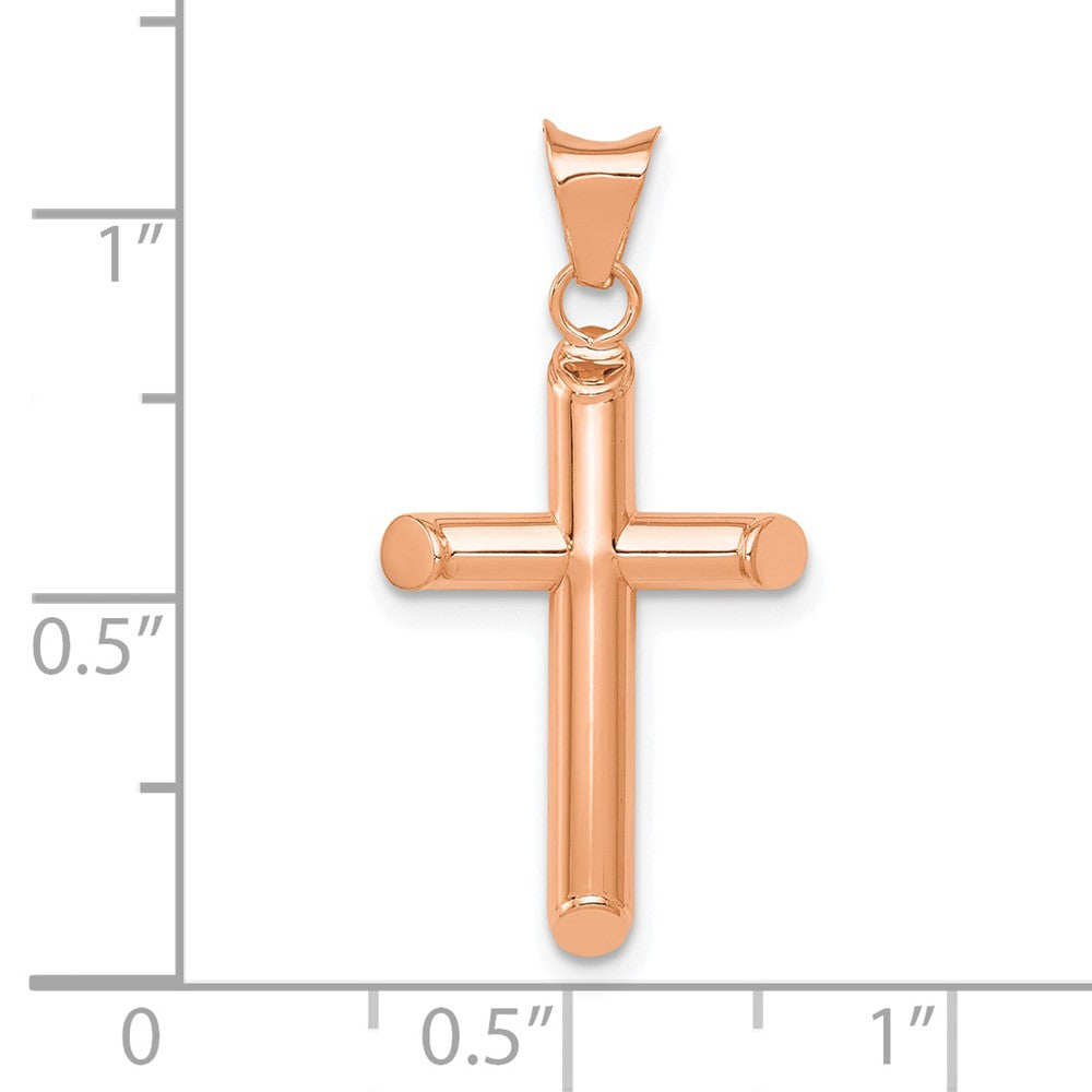 14k Rose Gold Polished Tube Cross Pendant