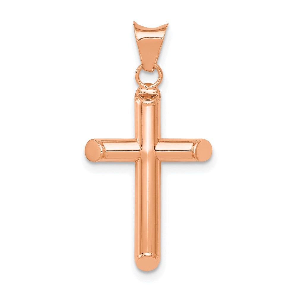 14k Rose Gold Polished Tube Cross Pendant