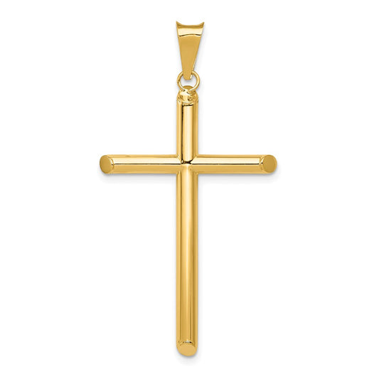 14k Polished Tube Cross Pendant