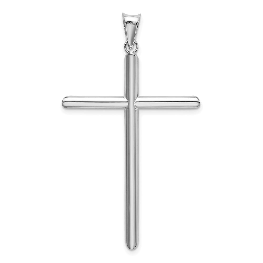 14k White Gold Polished Tube Cross Pendant