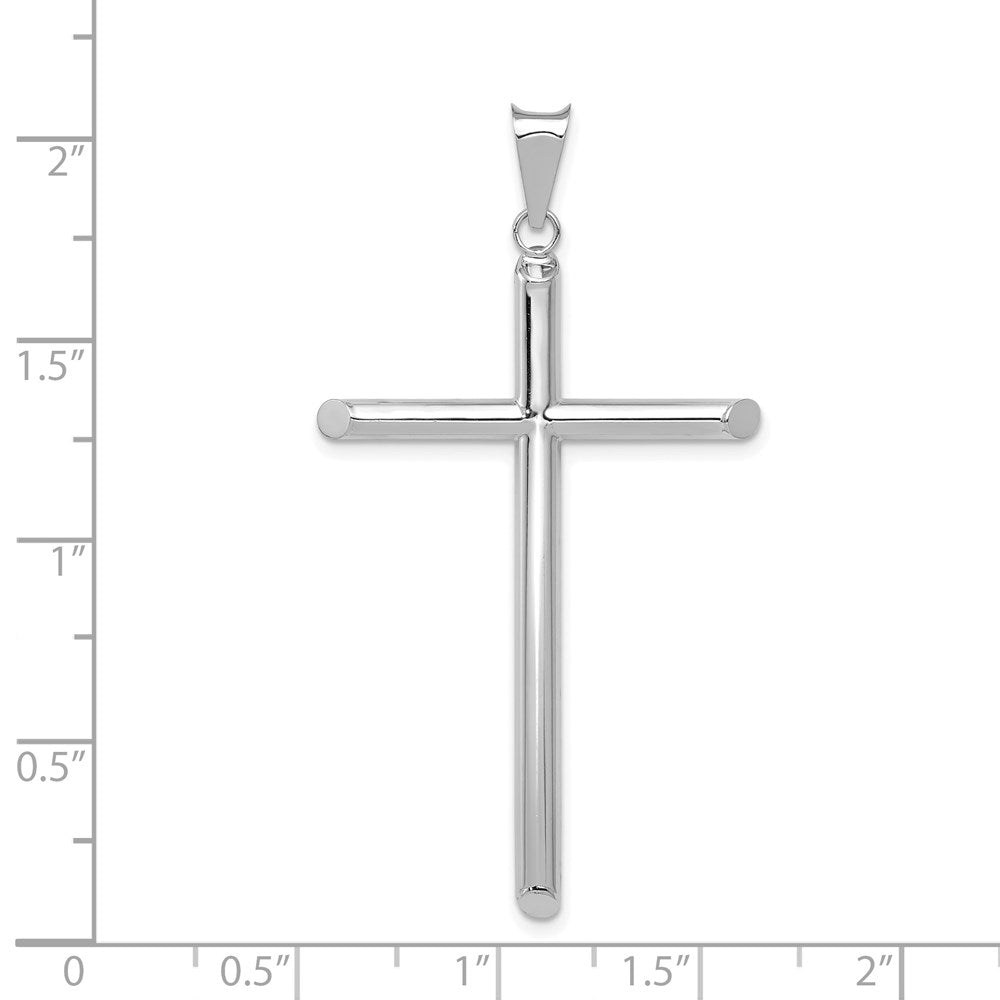 14k White Gold Polished Tube Cross Pendant