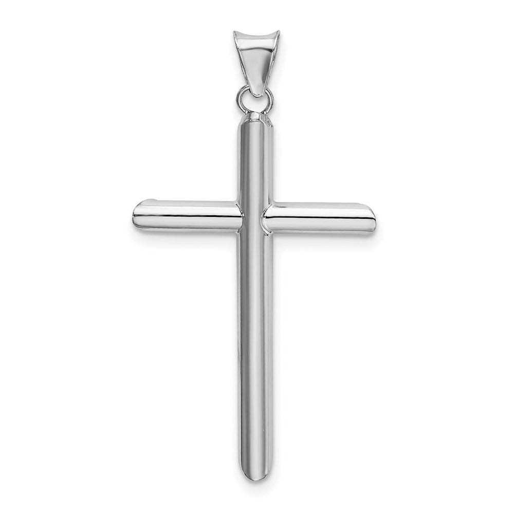14k White Gold Polished Tube Cross Pendant