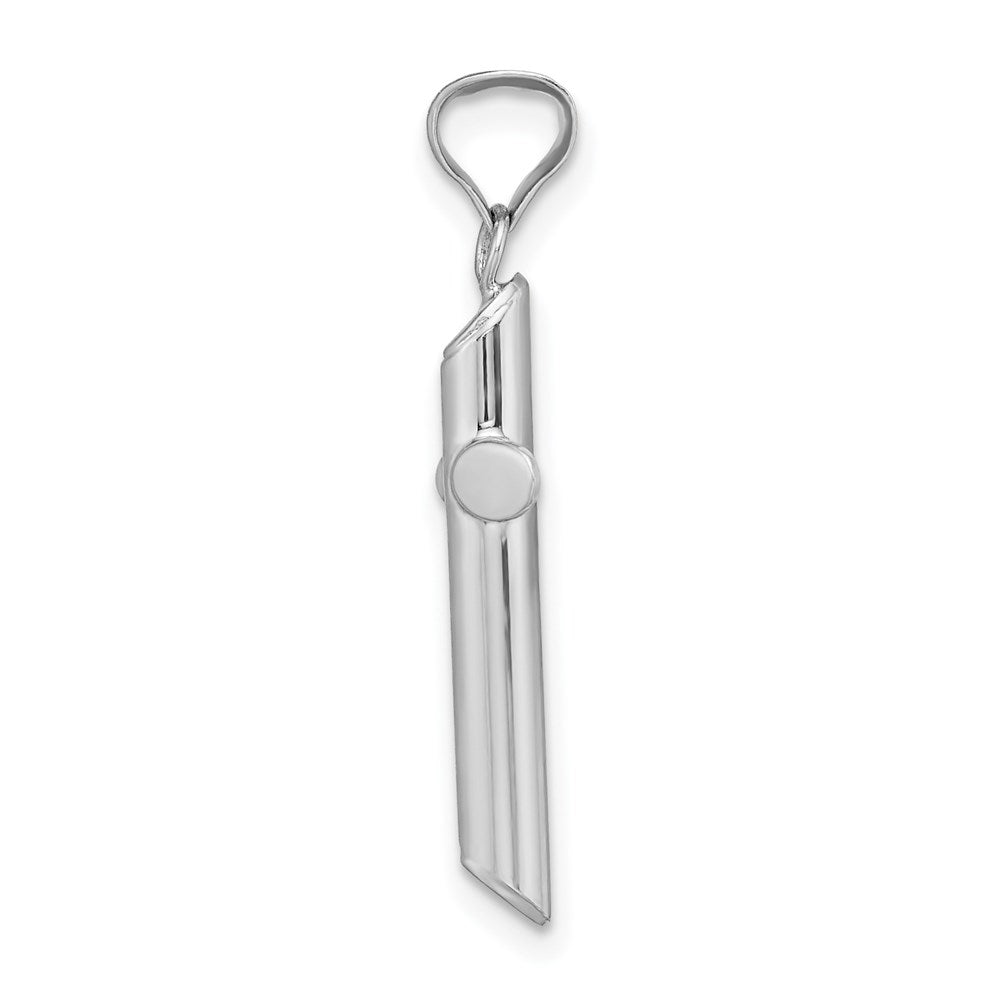 14k White Gold Polished Tube Cross Pendant