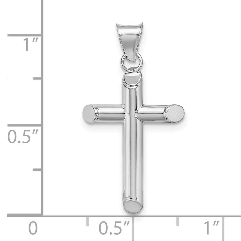 14k White Gold Polished Tube Cross Pendant