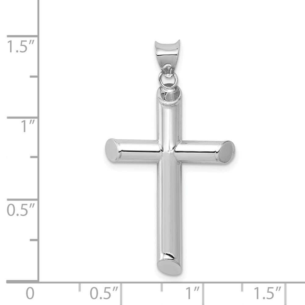 14k White Gold Polished Tube Cross Pendant