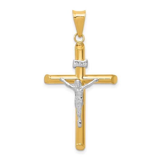 14k Two-Tone Polished Jesus Crucifix Pendant