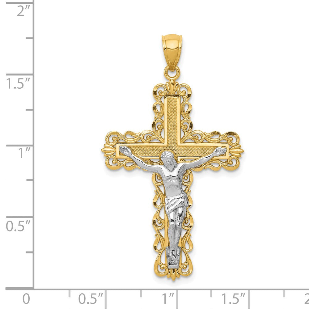 14k Two-tone Crucifix Pendant