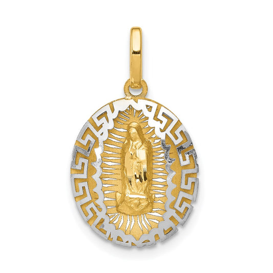 14k Two-Tone Our Lady Of Guadalupe Semi-solid Pendant