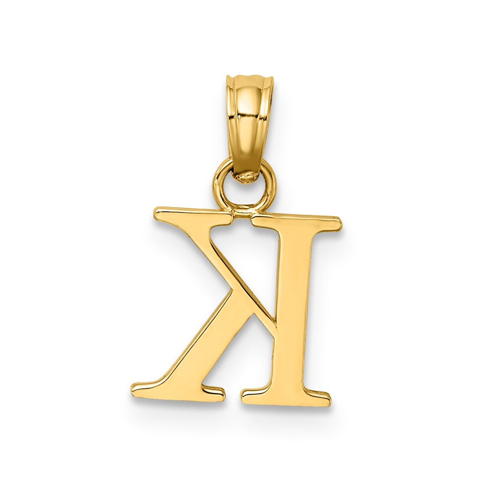 14K Polished Block Letter K Initial Pendant