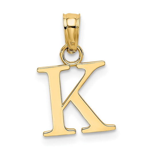 14K Polished Block Letter K Initial Pendant