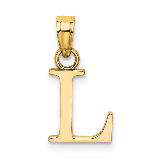 14k Polished Block Letter L Initial Pendant