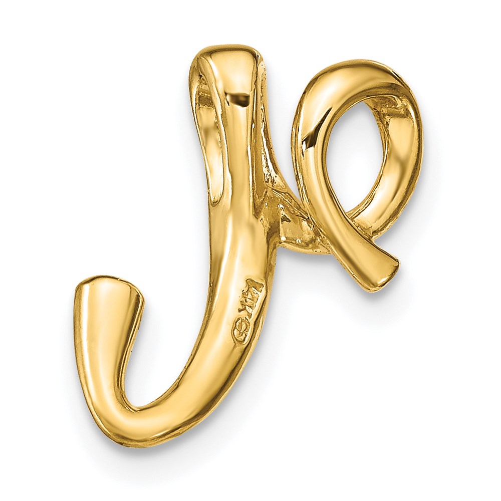 14K Polished Letter R Initial Slide