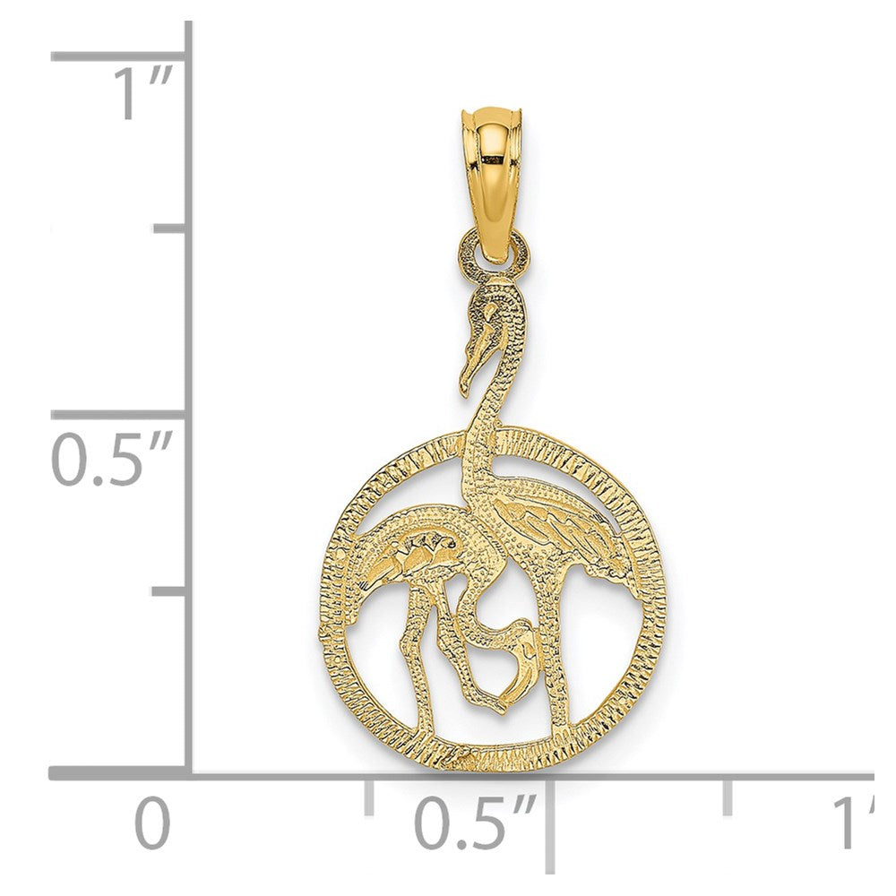 14K Flamingos In Circle Charm