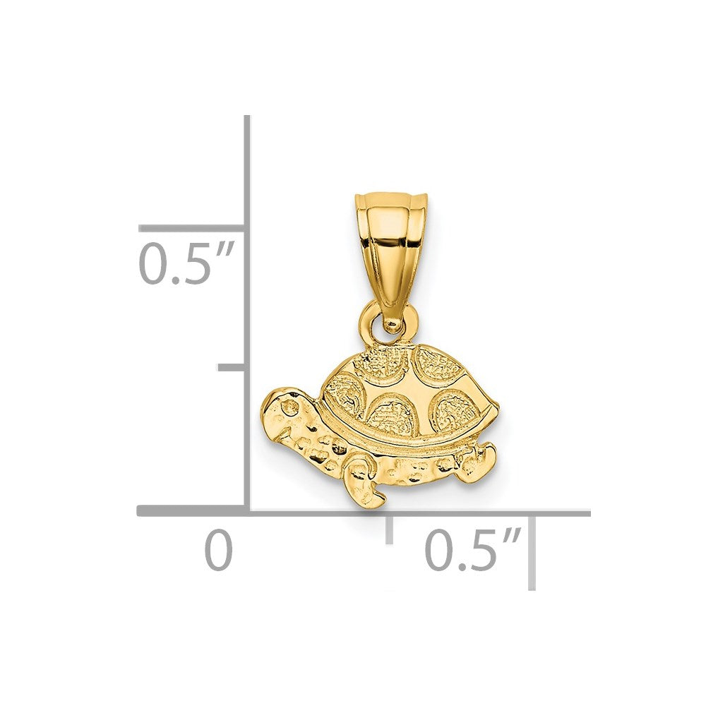 14K Flat and Engraved Mini Turtle Charm