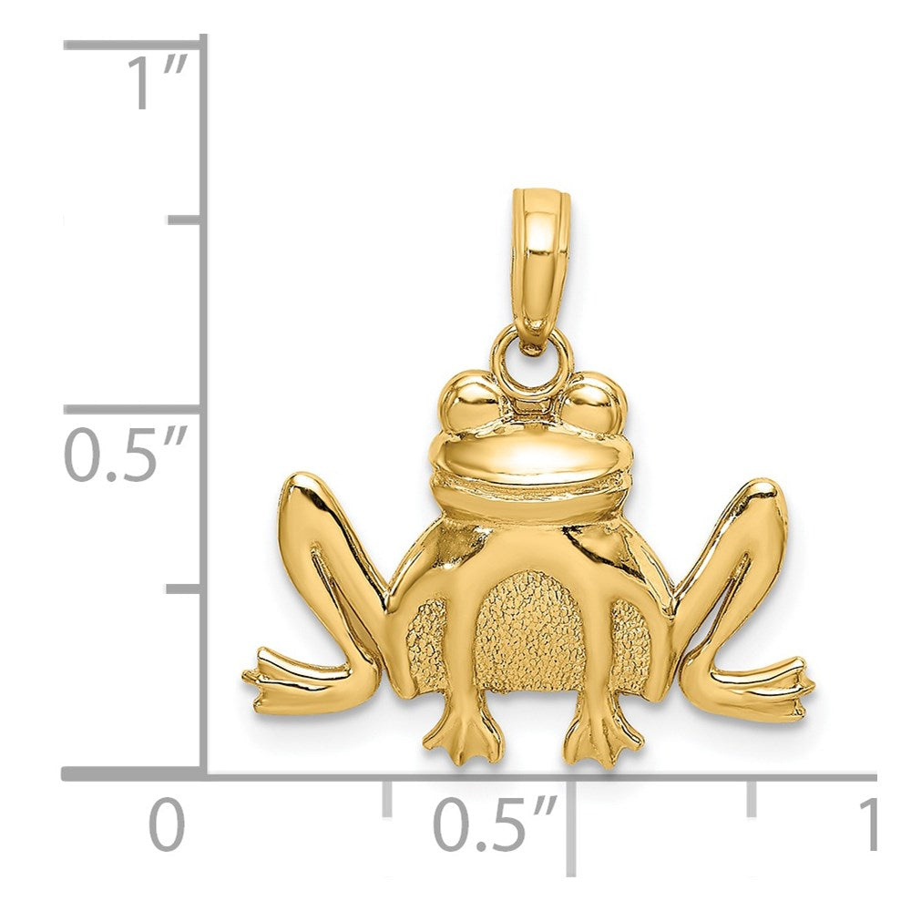 14K Textured Sitting Frog Charm