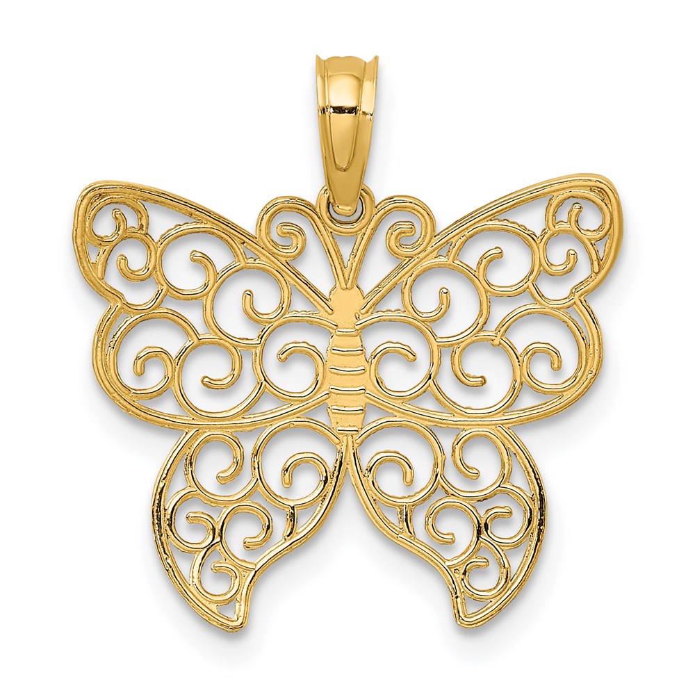 14K Beaded Filigree Small Butterfly Charm