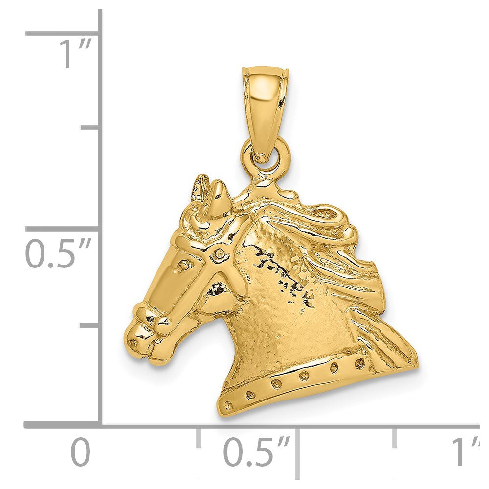 14K Textured Horse Head Charm