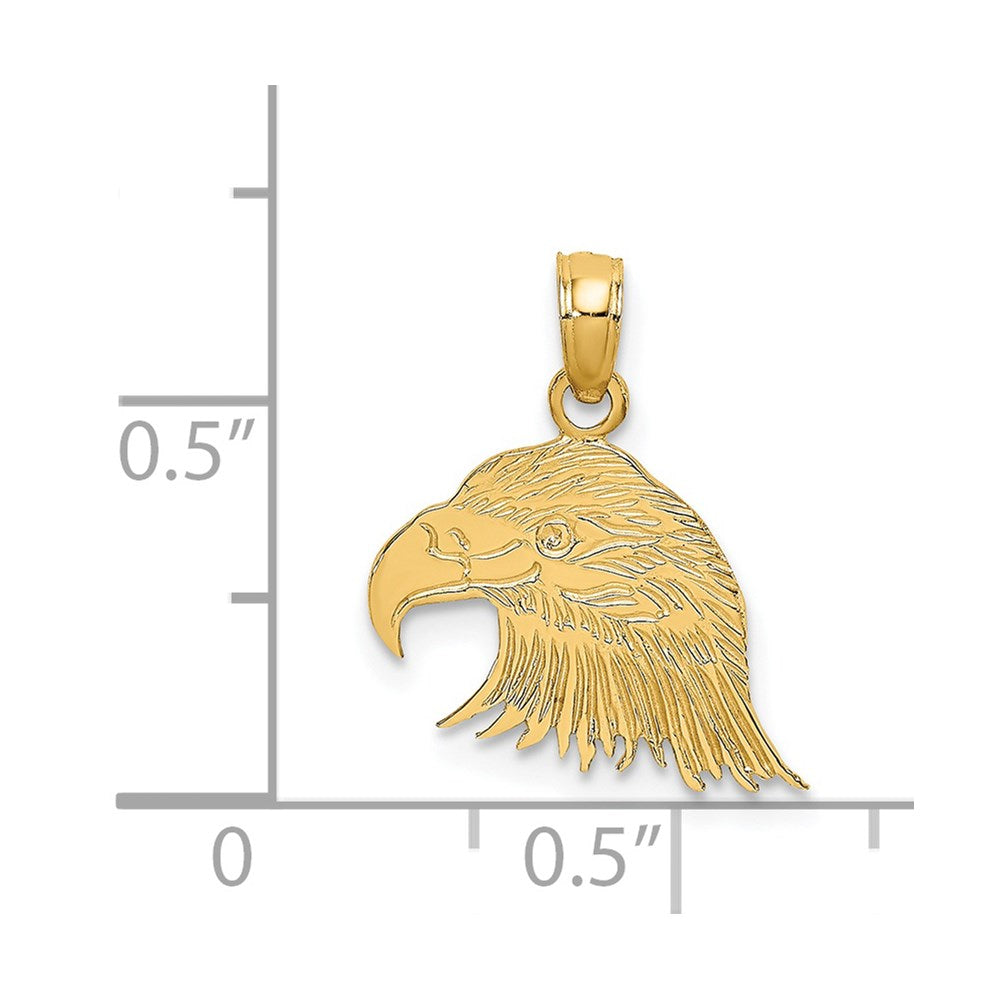 14K Engraved Flat Eagle Head Charm