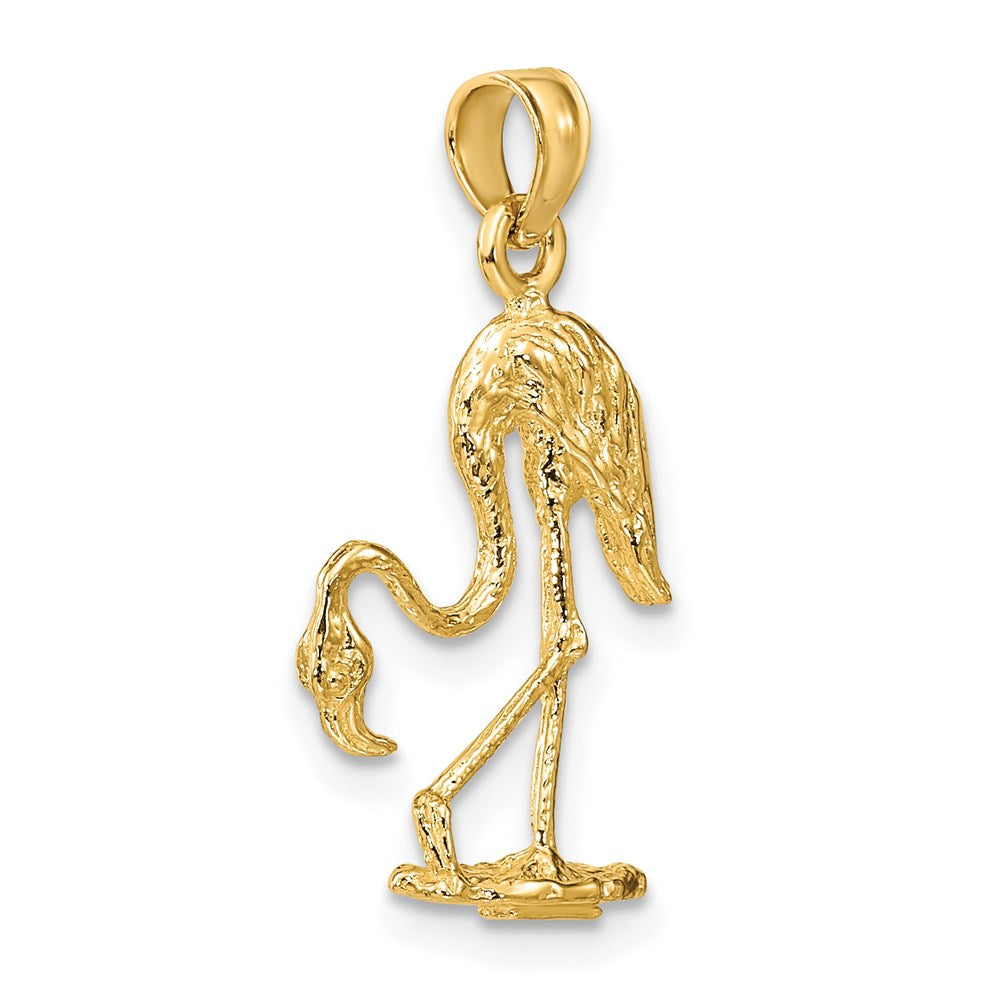 14K 3-D Textured Flamingo Charm