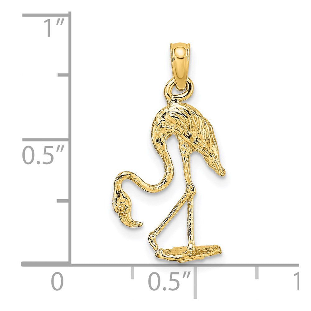 14K 3-D Textured Flamingo Charm