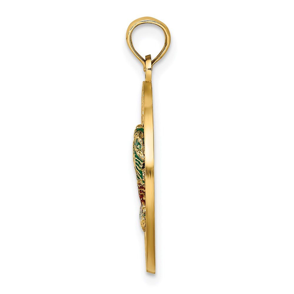 14K Florida Enamel Palm Trees Circle Charm