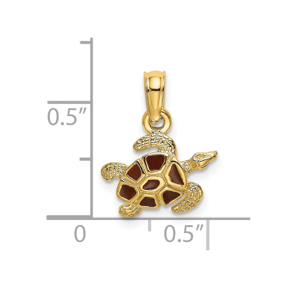 14K Textured and Enameled Sea Turtle Charm