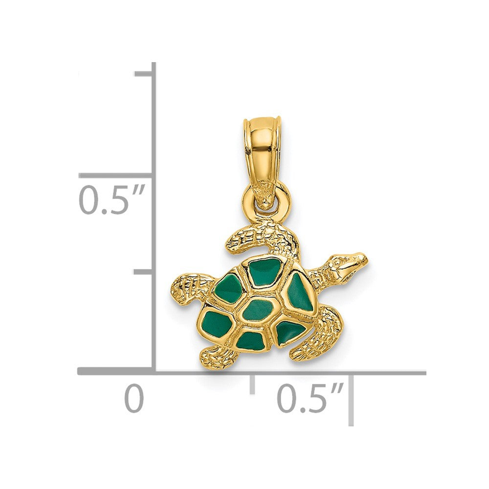 14K Textured and Enameled Sea Turtle Charm