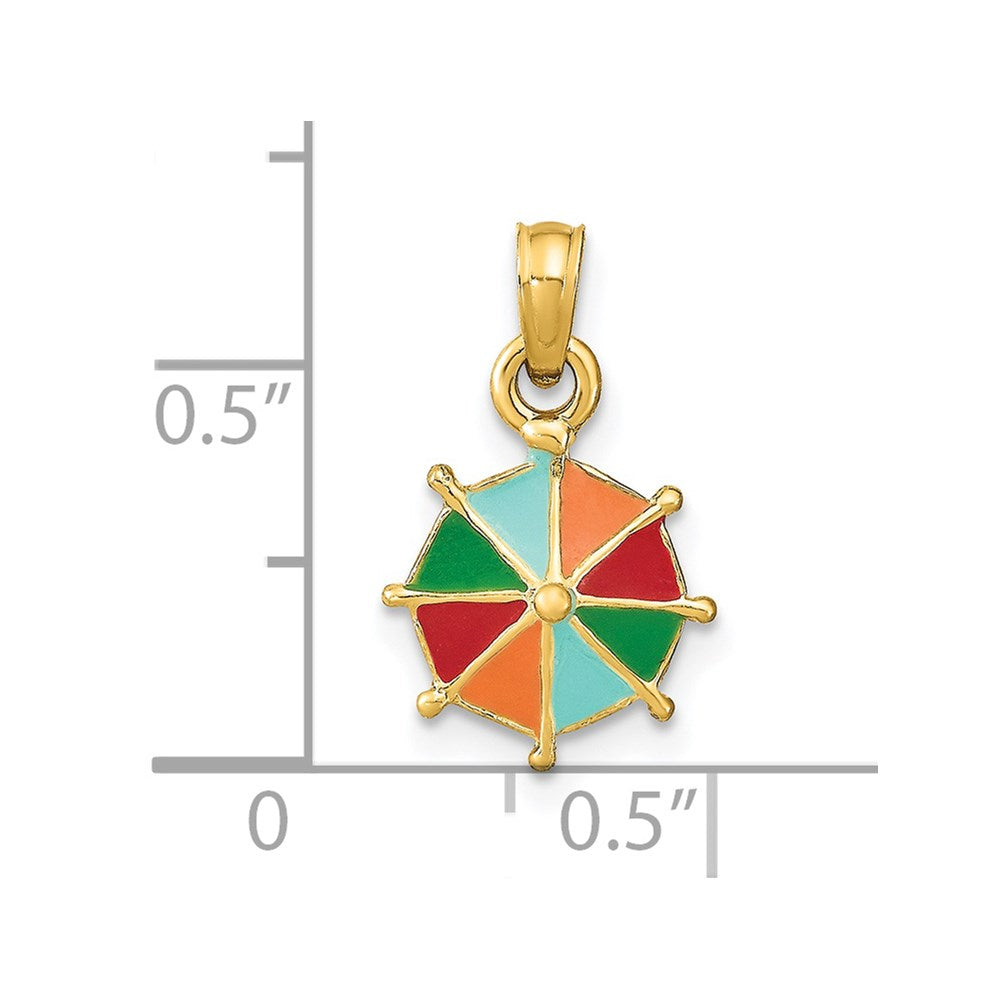 14K W/ Multi-Color Enamel Umbrella Charm