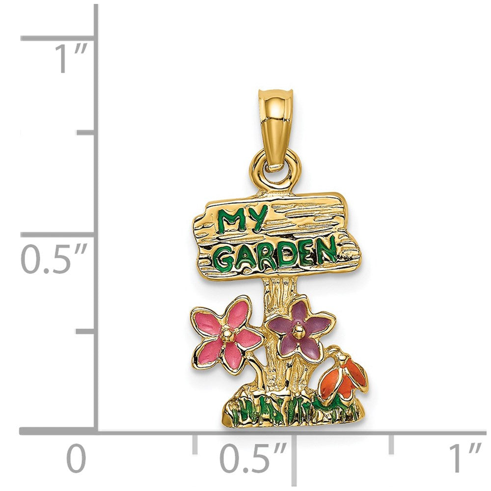 14K Multi Enamel MY GARDEN Post Flower Charm